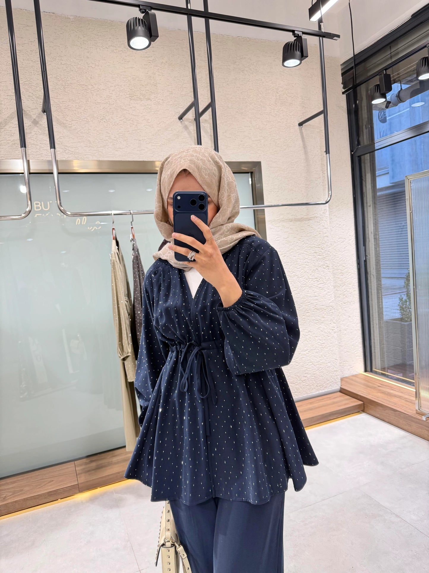 Stone Embellished Set – Navy Blue