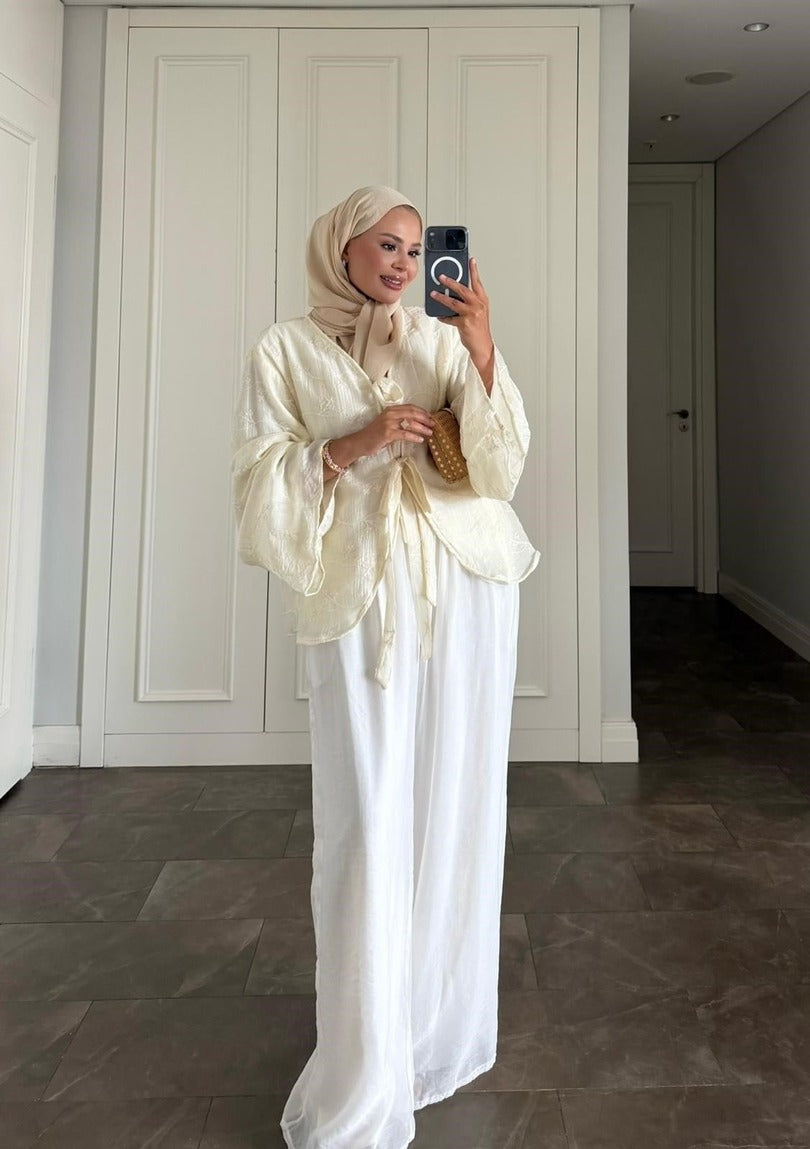 Elena Yellow Mütevazı Pantolon Takımı - İki Parçalı Tunik Takımı