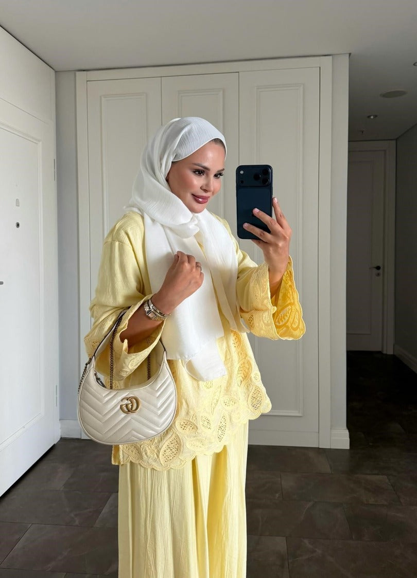 Dolly Yellow Modest Pant Set - Elegant Two Piece Tunic Outfit