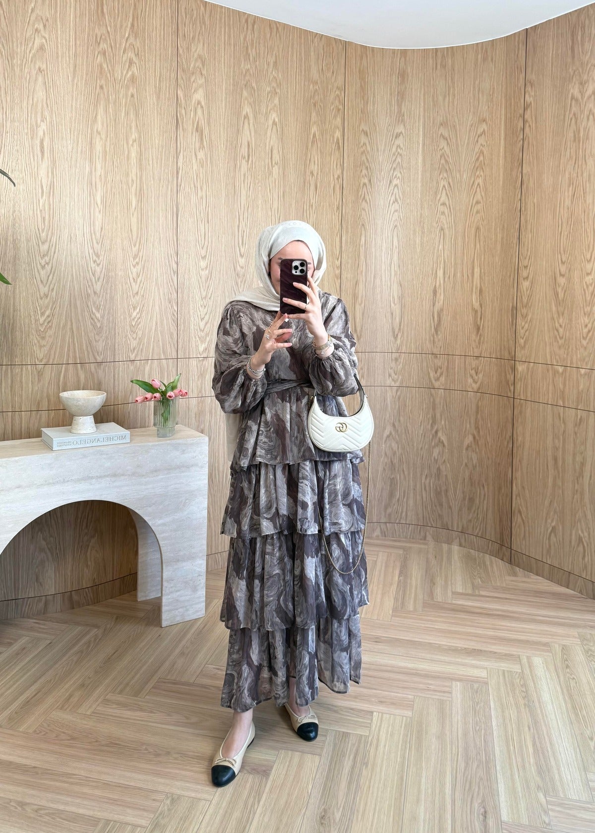 Ella Chiffon Dress – Brown