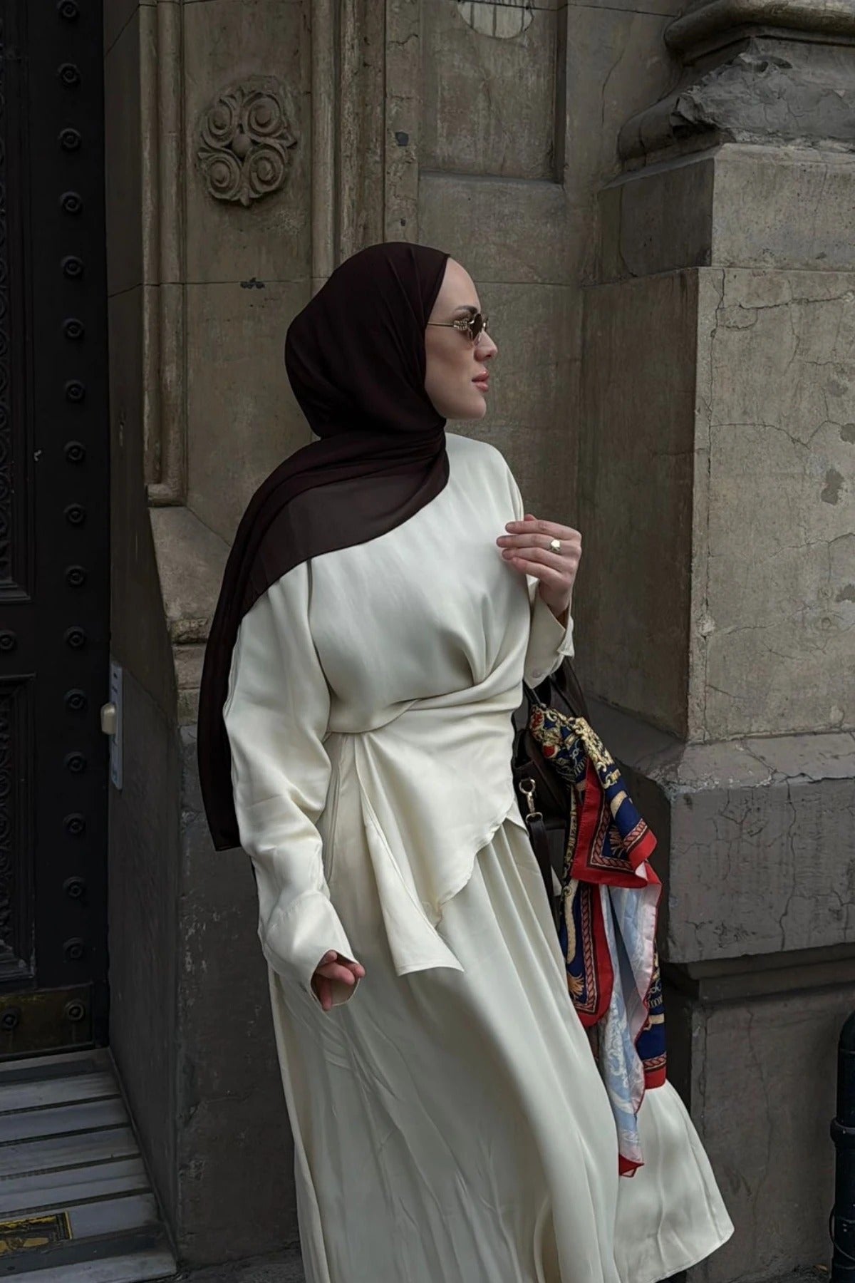 Satin Skirt & Top Set – Stone