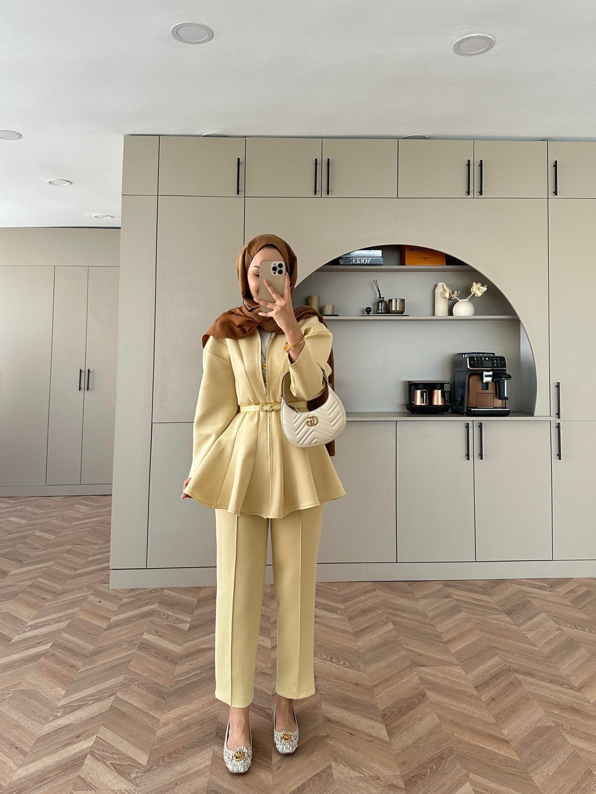 Premium Scuba Fabric Two-Piece Set -Butter Yellow