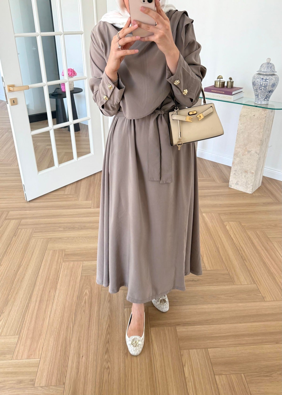 Mink Maxi Dress with Yoke Detail – Modal Fabric