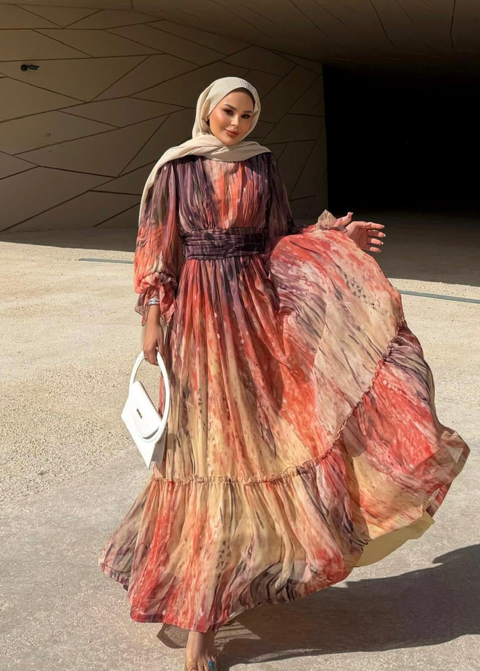 Ruffle Maxi Dress- Earthy