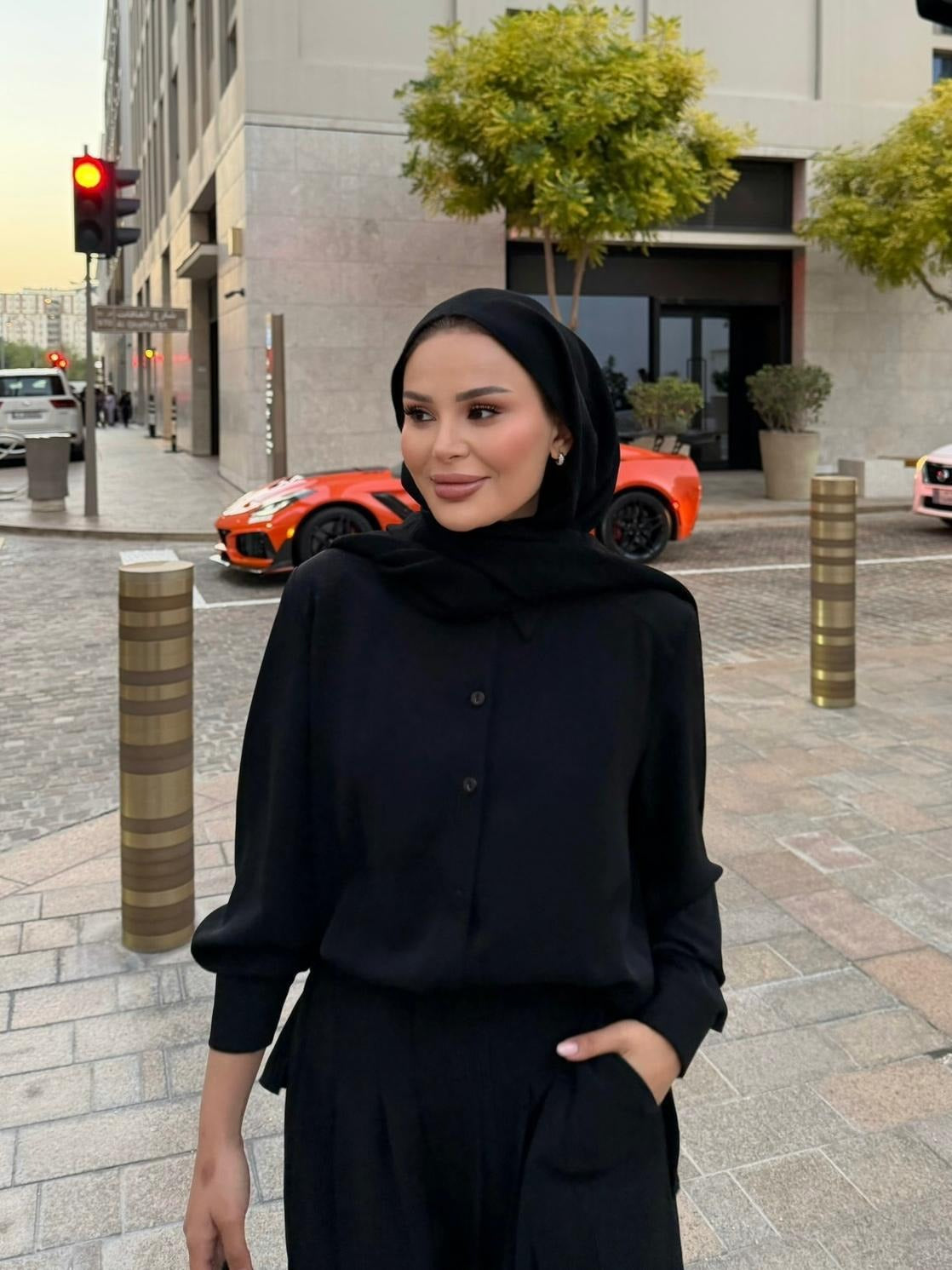 Daphne Pleated Pants Set – Black