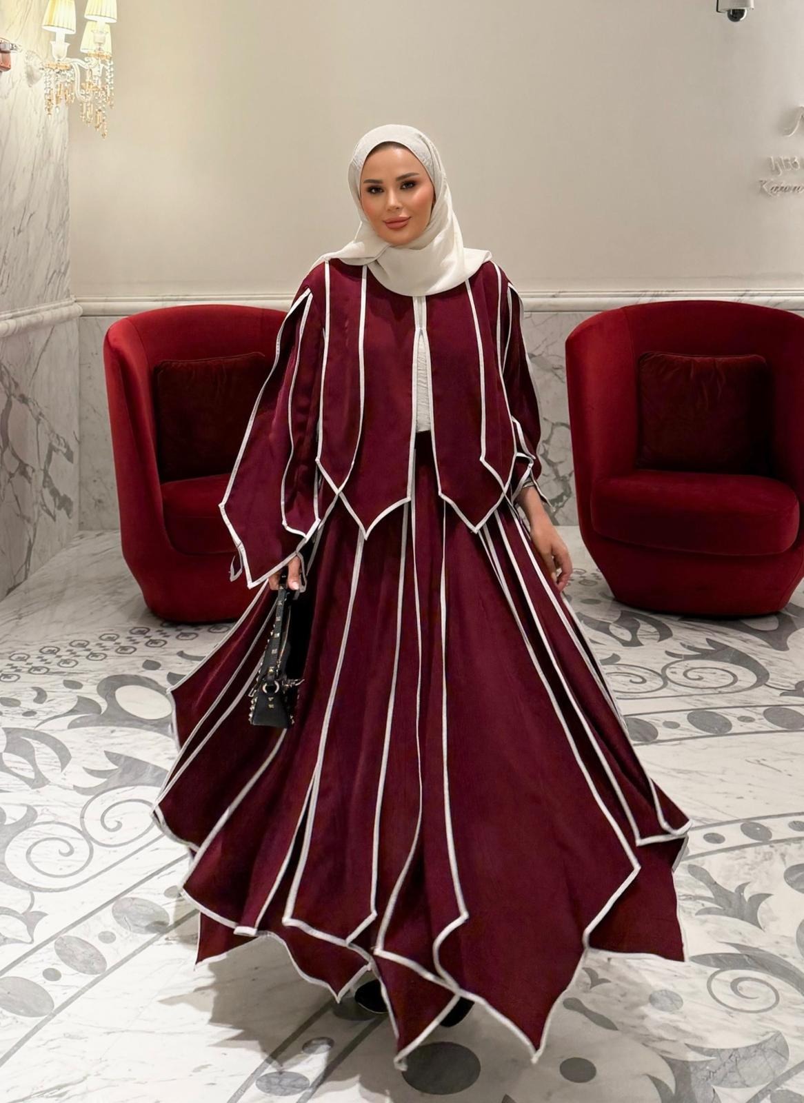 Doha Skirt Set – Burgundy