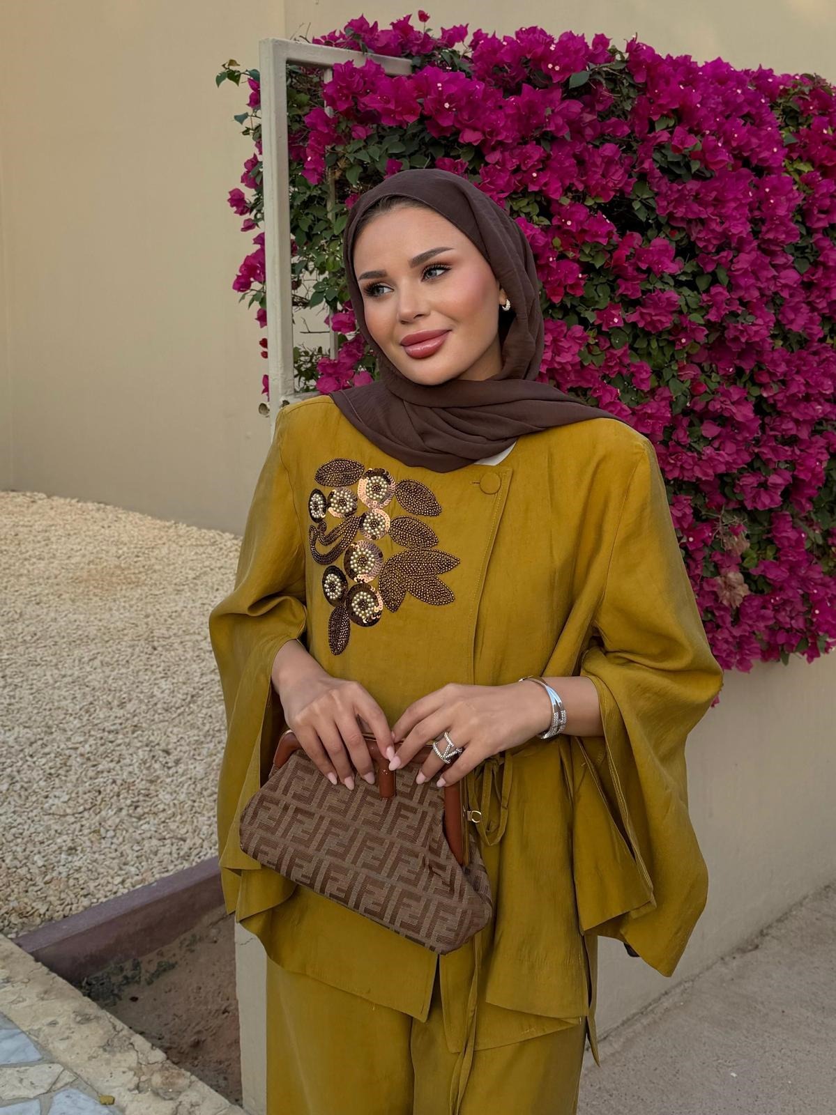 Embroidered Pants Set – Olive