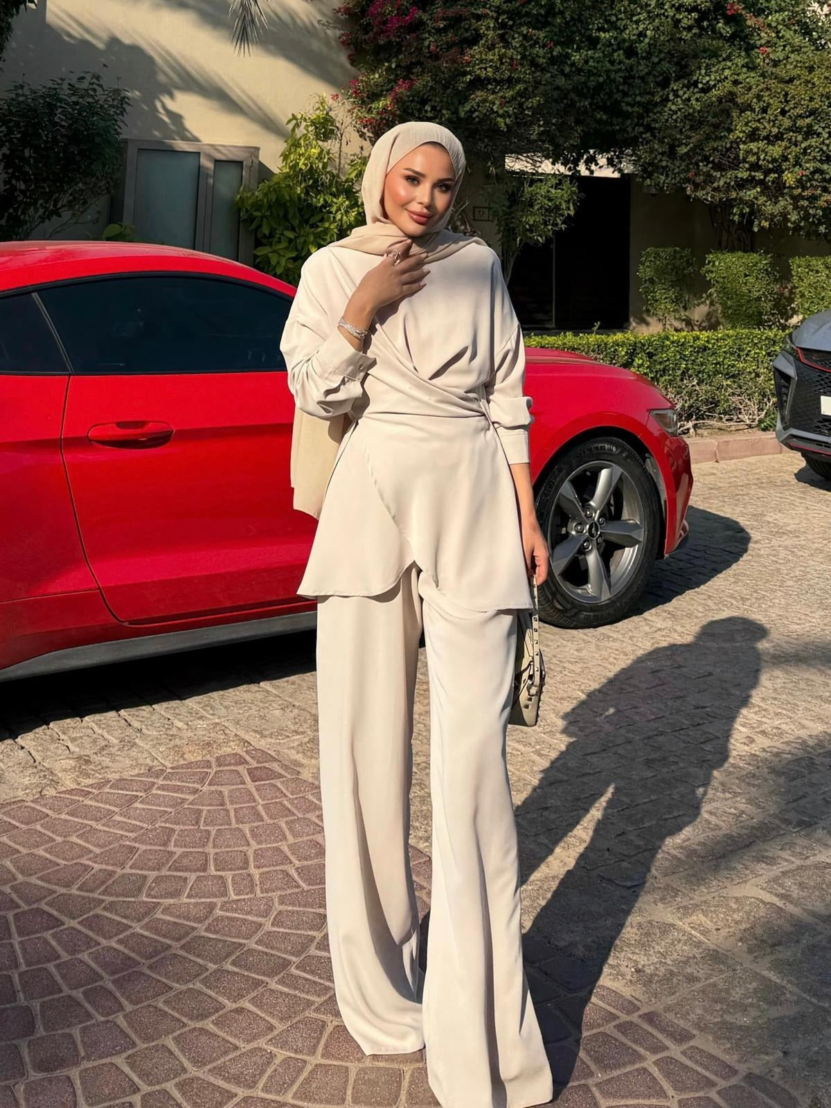 Flower Pants Set – Beige