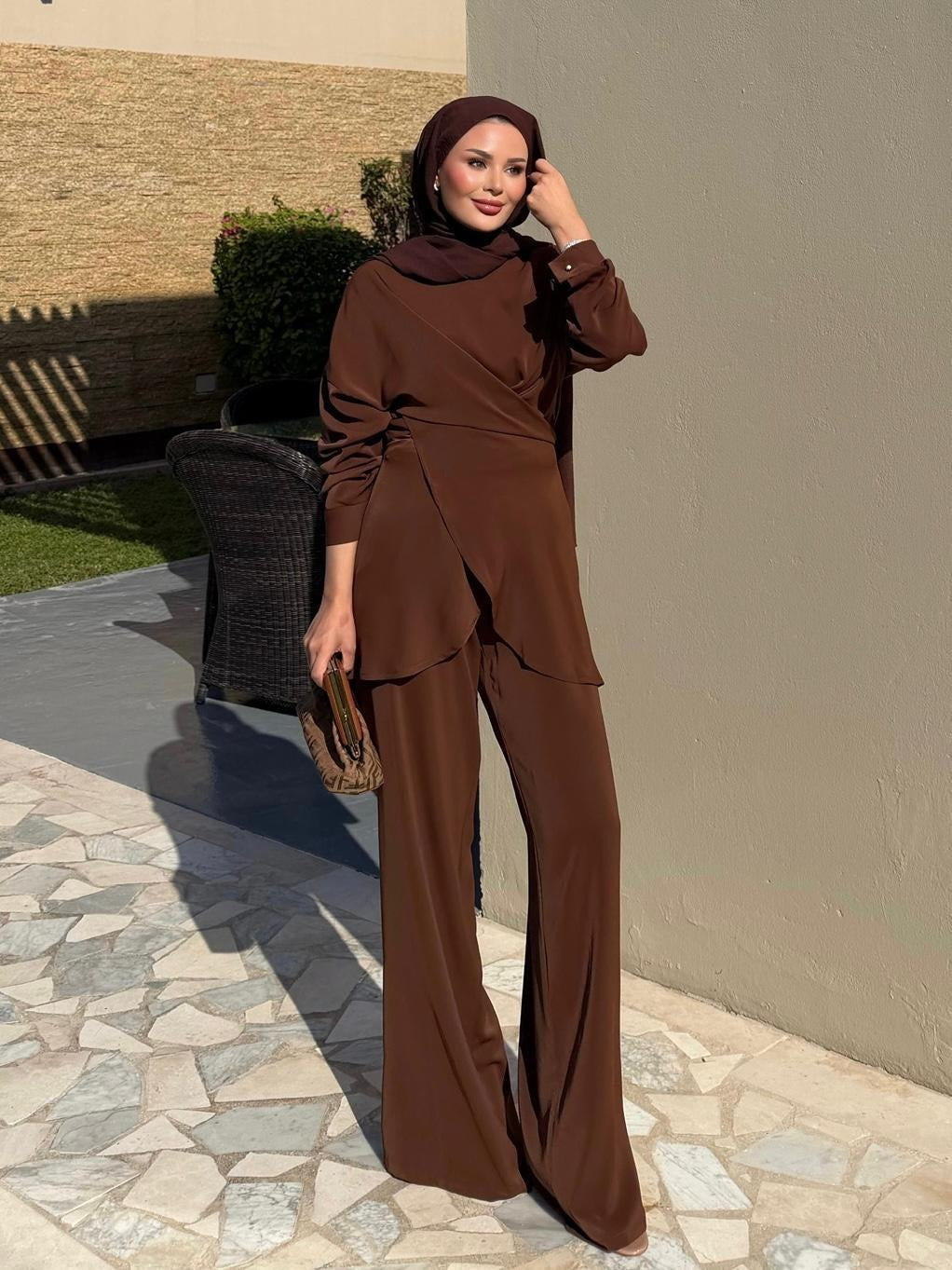 Flower Pants Set – Brown