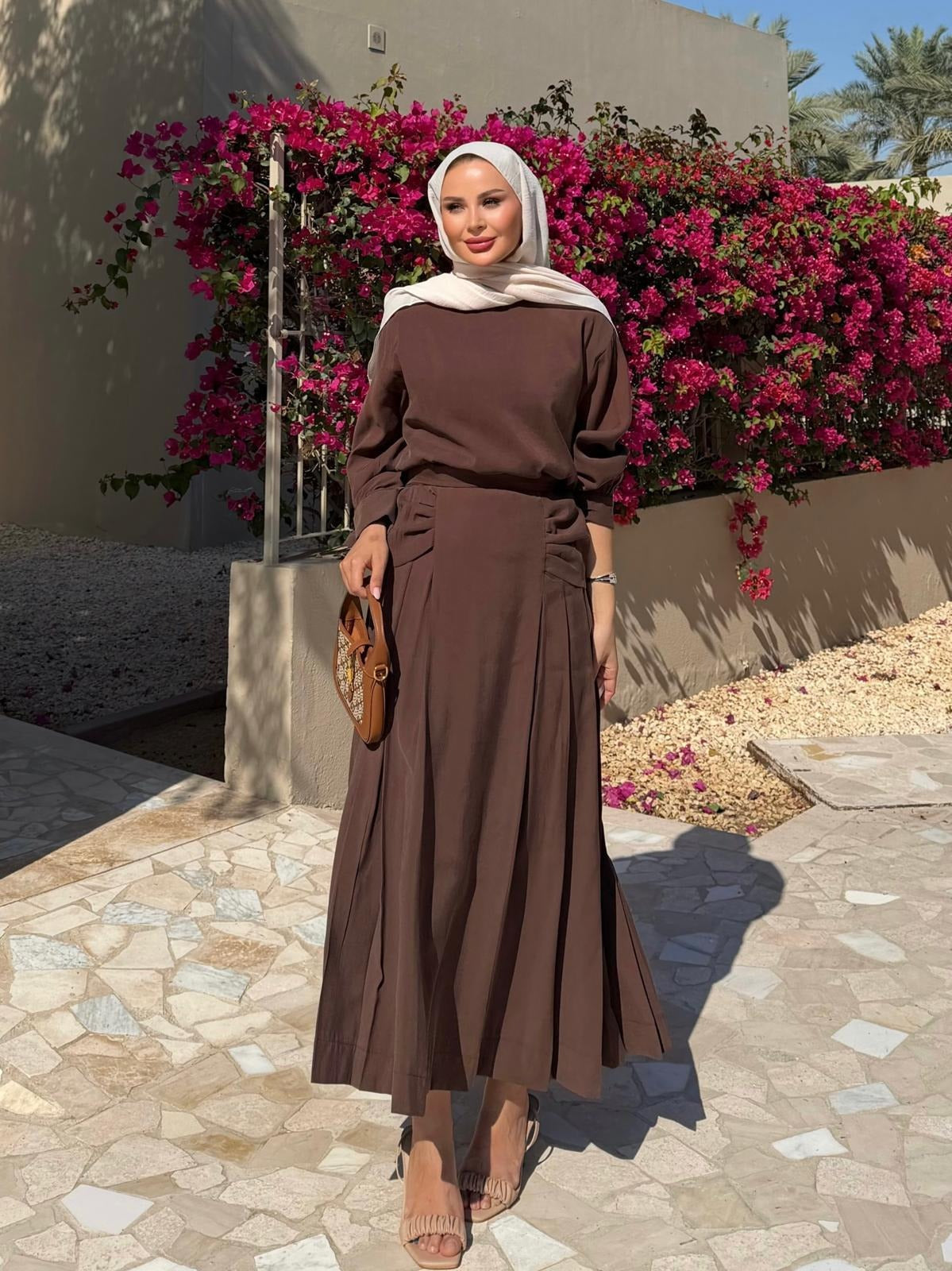 Sofia Maxi Skirt Set – Brown