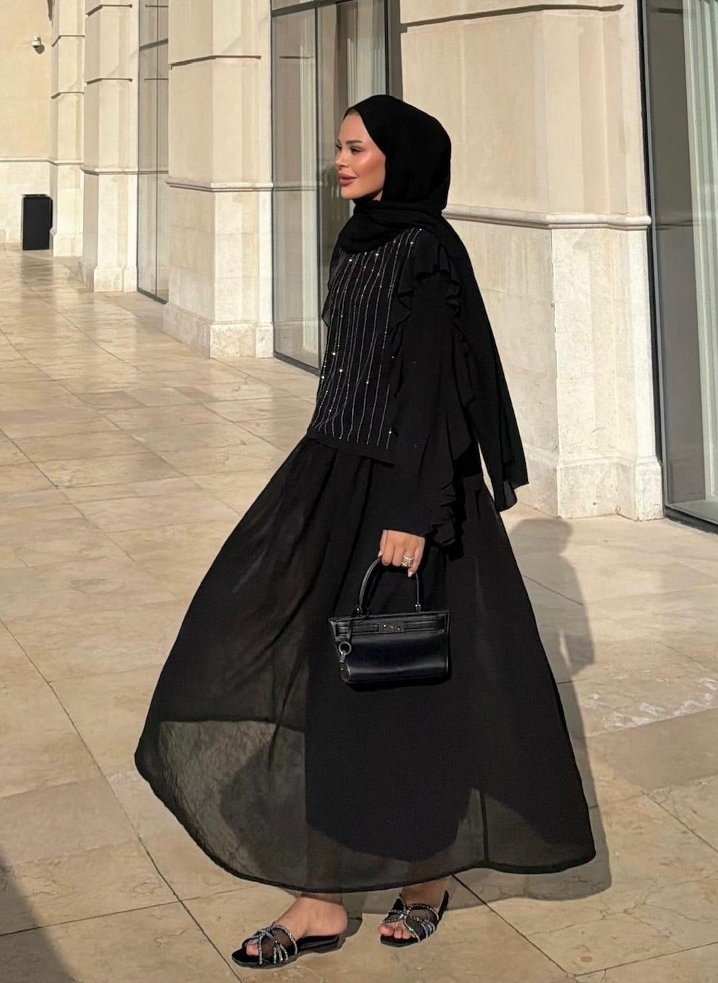 Mia Shimmer Skirt Set – Black