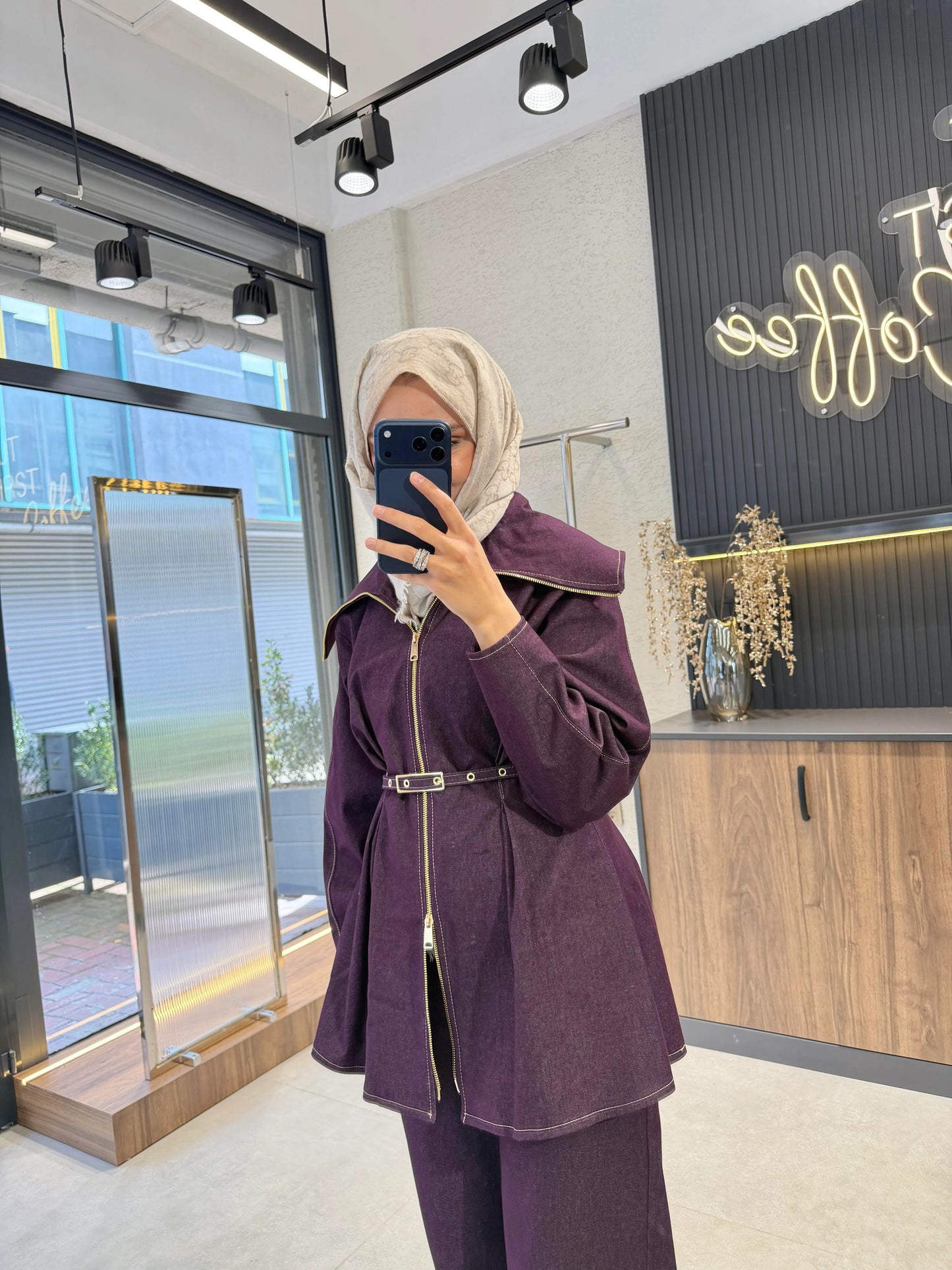 Pera Belted Set – Burgundy