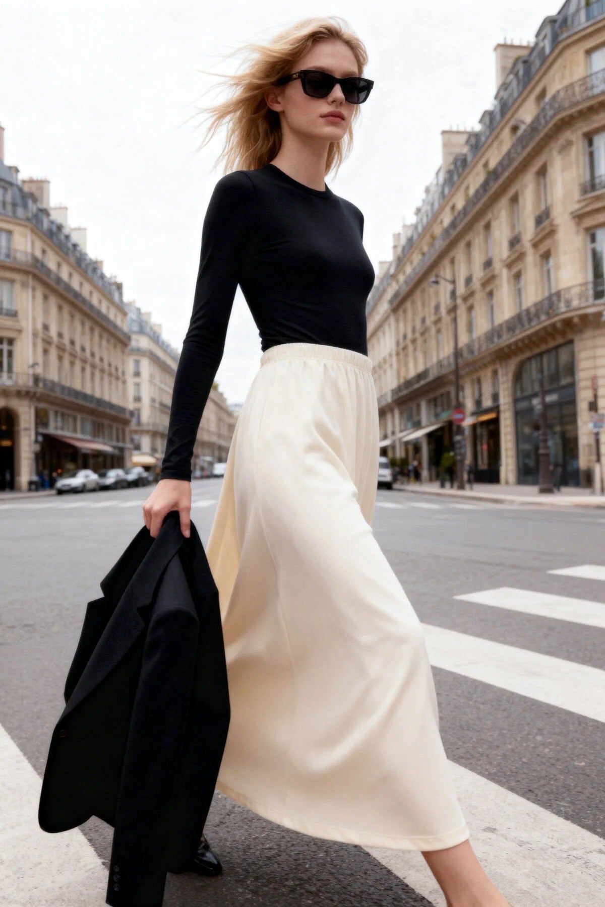 Stone Pleat-Detail Woven Maxi Skirt