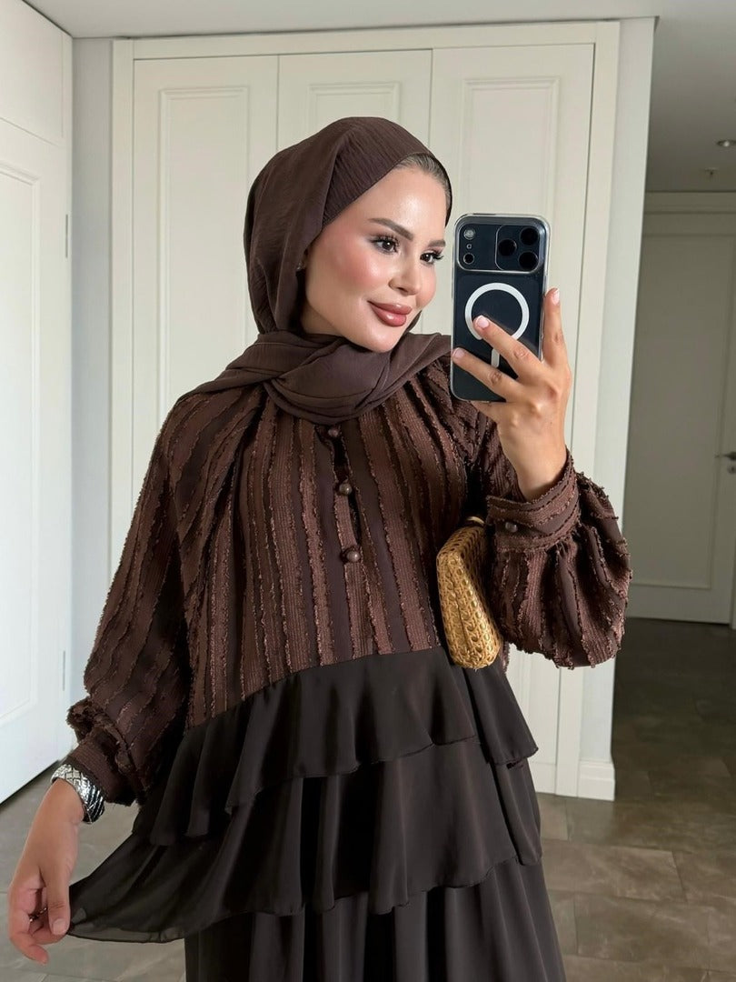 Furla Brown Modest Pant Set - Lined Two Piece High Low Outfit