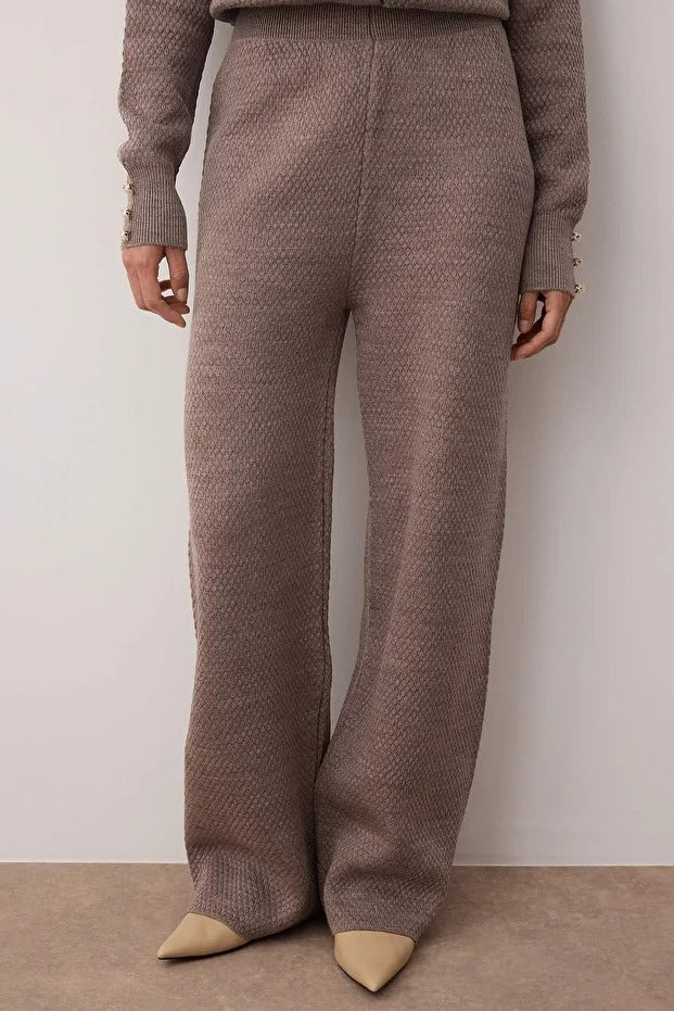 Mink Pearl-Button Knit Two-Piece Set