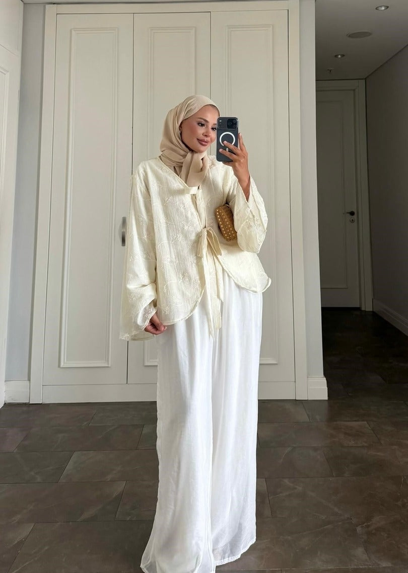 Elena Yellow Mütevazı Pantolon Takımı - İki Parçalı Tunik Takımı
