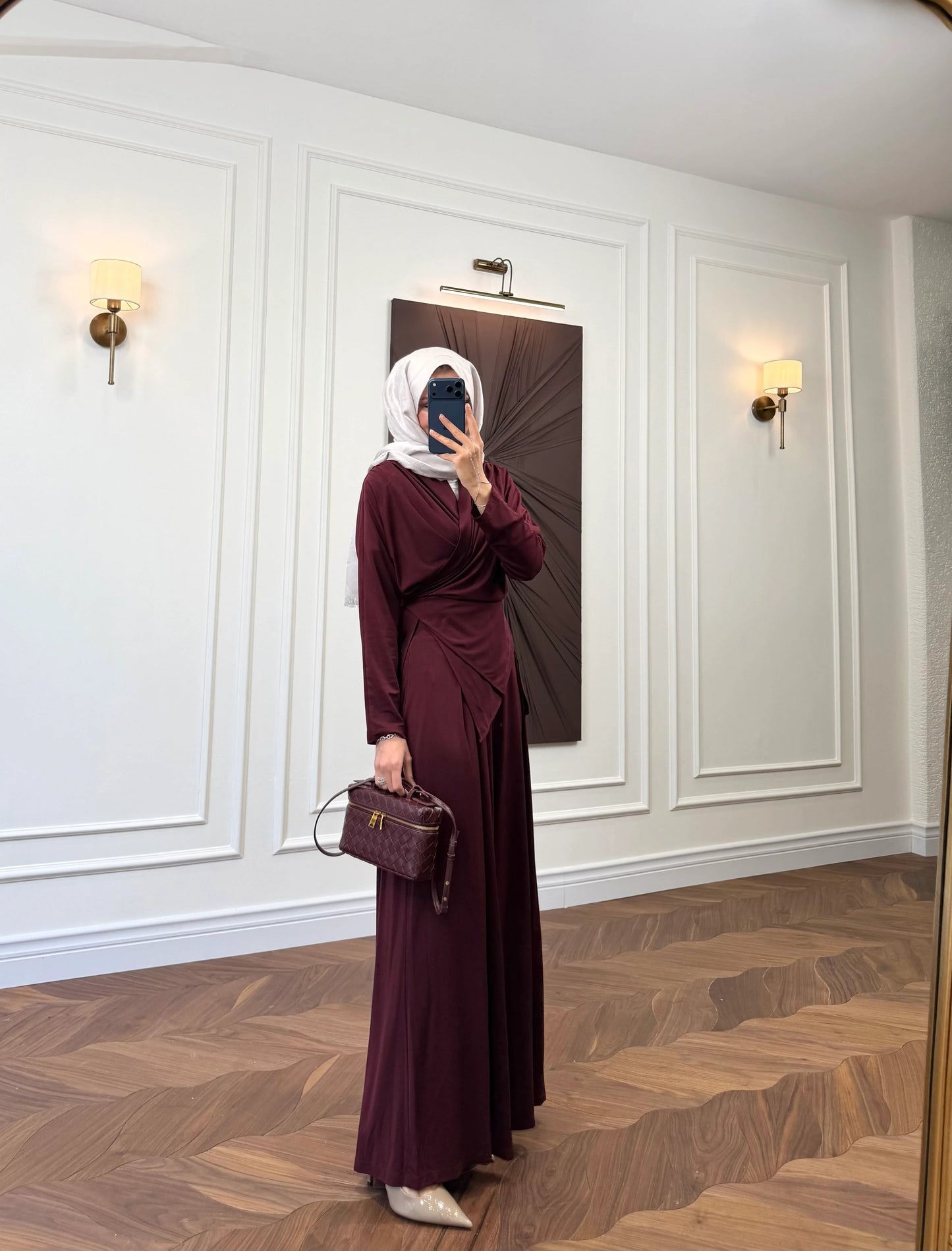 Elira Drape Two-Piece Set - Burgundy