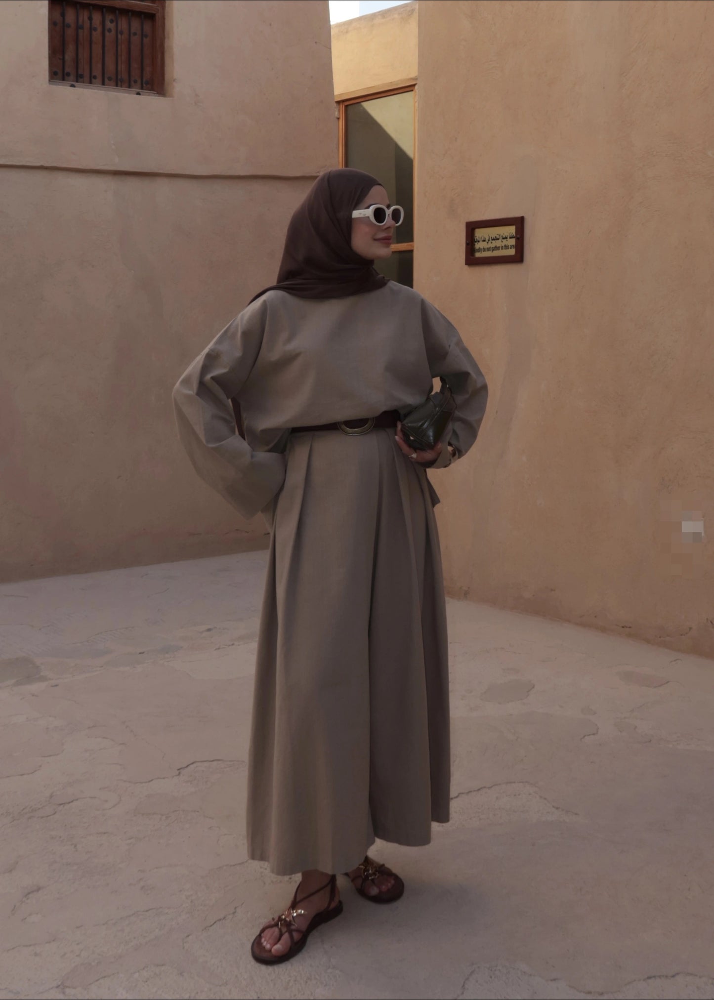 Linen Chino Fit Two-Piece Set -Mink