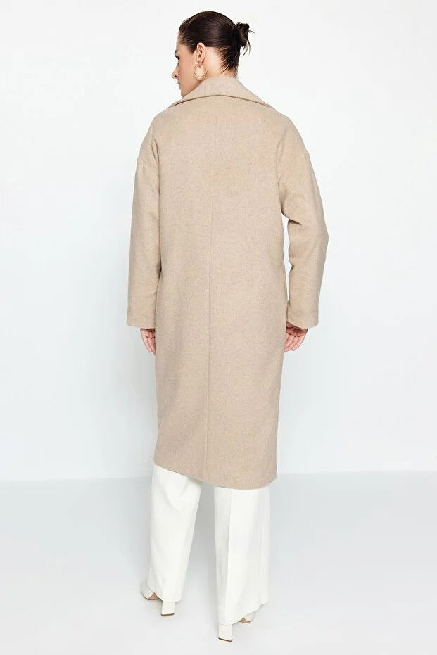 Oversized Wide-Cut Long Wool-Blend Overcoat