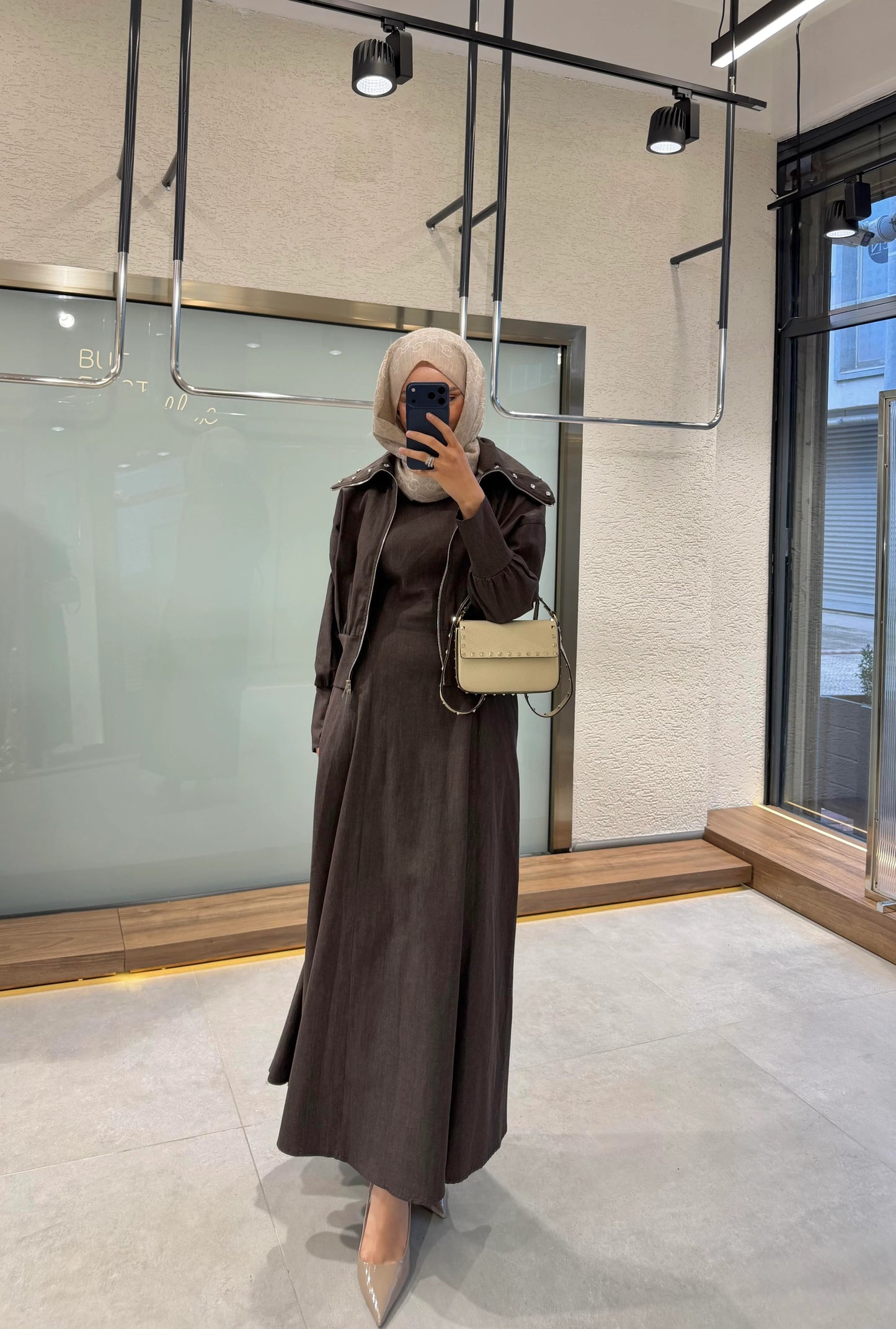 Elara Jacket Dress Set – Brown