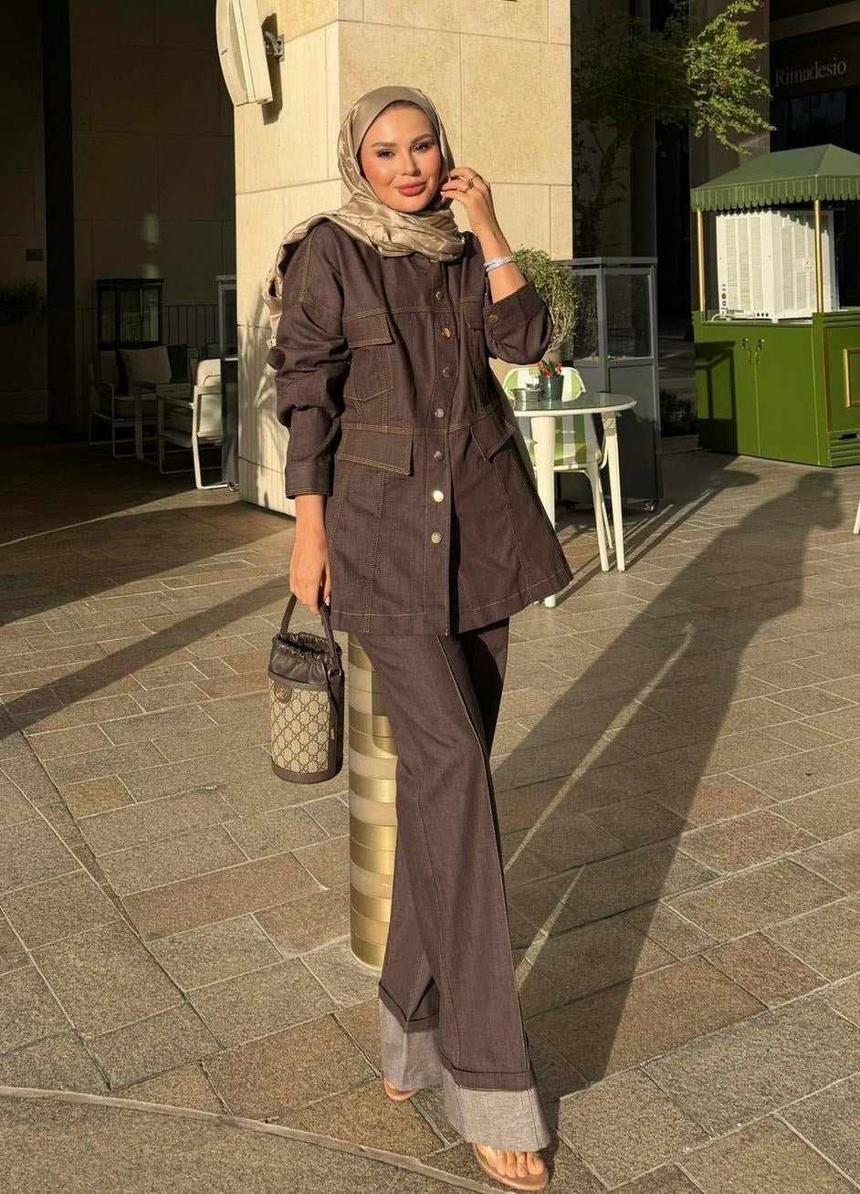 Manche Denim Set – Brown