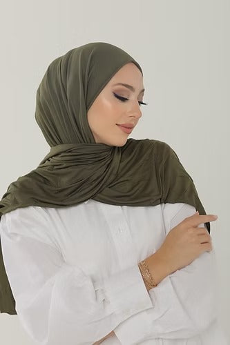 Henna Green Premium Viscose Jersey Shawl | Luxurious Drape, Non-Slip Fabric