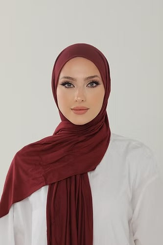 Burgundy Premium Viscose Jersey Shawl | Luxurious Drape, Non-Slip Fabric