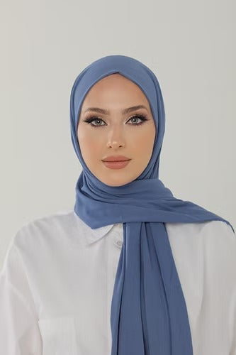 Indigo Light Blue Premium Viscose Jersey Shawl | Luxurious Drape, Non-Slip Fabric