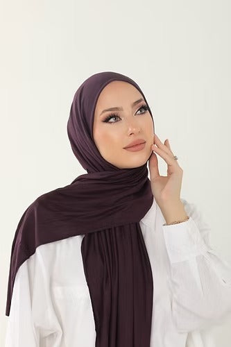 Dark Purple Premium Viscose Jersey Shawl | Luxurious Drape, Non-Slip Fabric