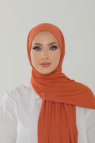 Sorbet Orange Premium Viscose Jersey Shawl | Luxurious Drape, Non-Slip Fabric