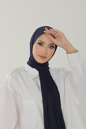 Dark Navy Blue Premium Viscose Jersey Shawl | Luxurious Drape, Non-Slip Fabric