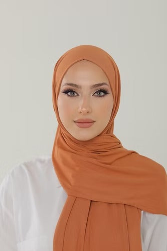 Caramel Peach Premium Viscose Jersey Shawl | Luxurious Drape, Non-Slip Fabric