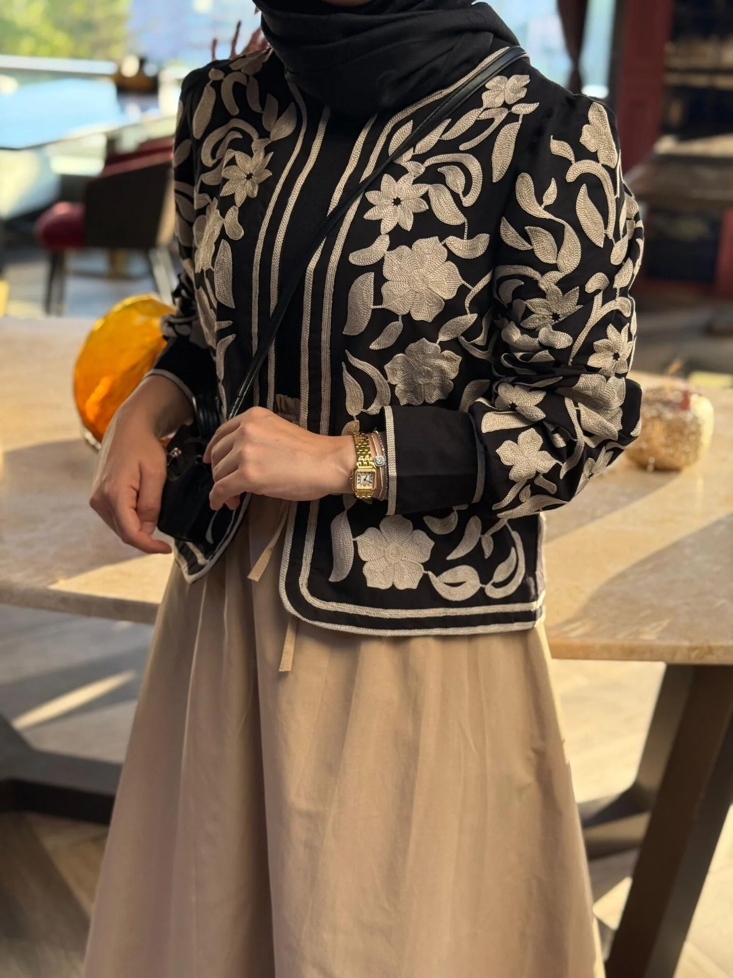 Cotton Blend Embroidered Blazer
