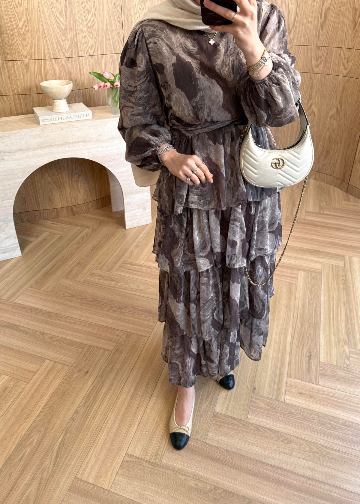 Ella Chiffon Dress – Brown