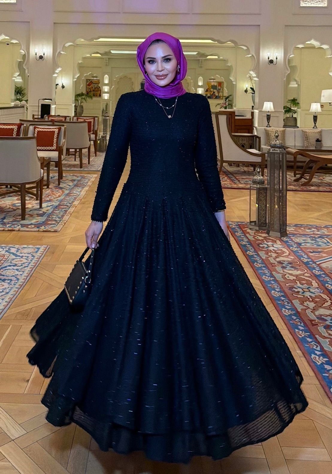 Asos Black Shimmer Textured Tiered Maxi Dress with Smocked Bodice