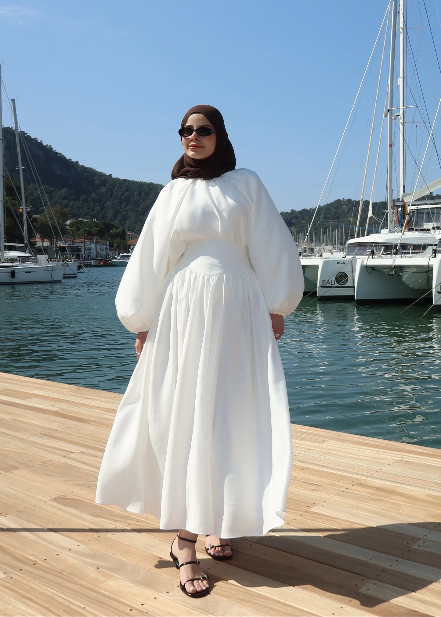 White Corset Waist Tunic & Trousers Set