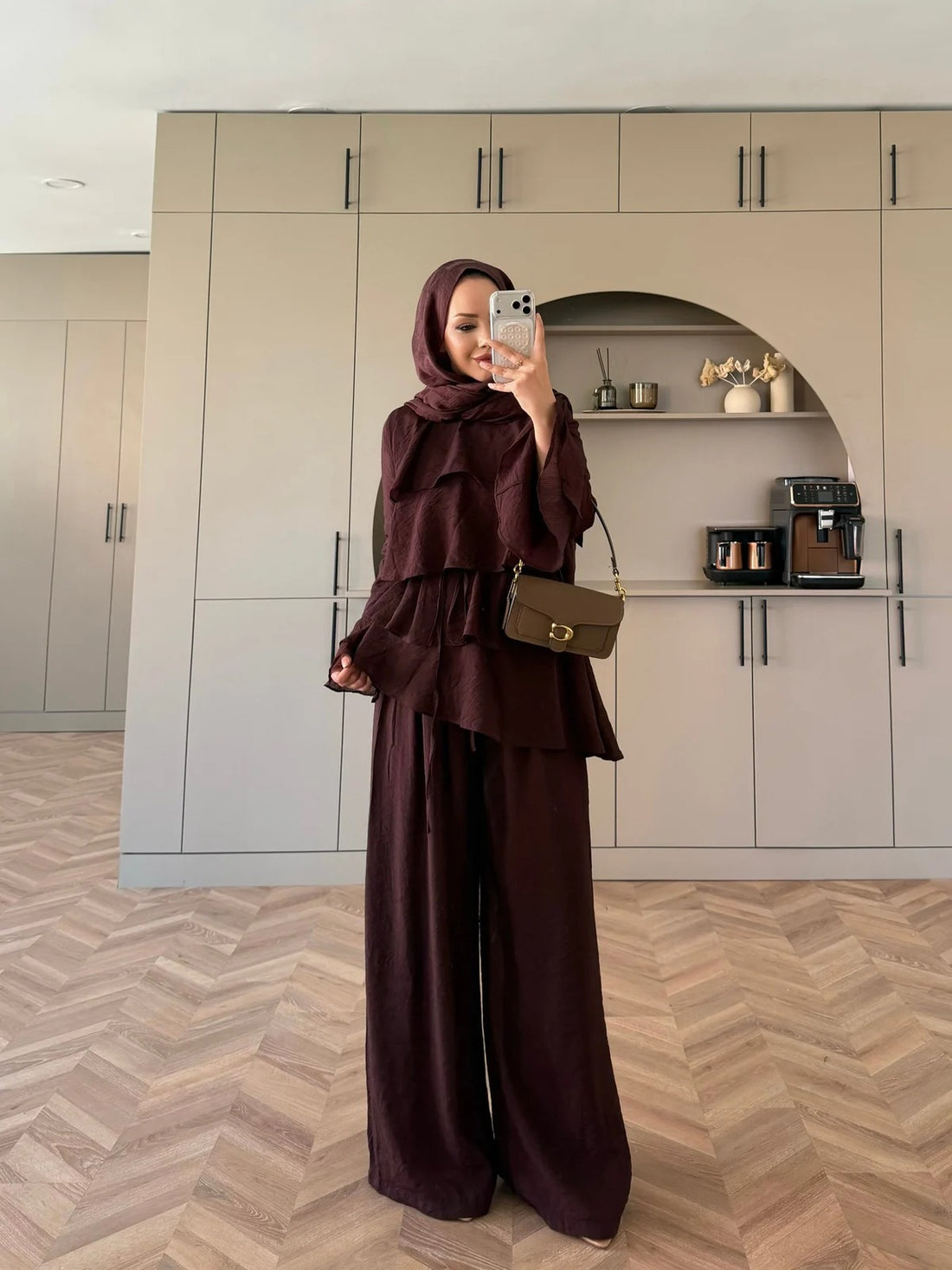 Tiered Tulle Trouser Set in Burgundy