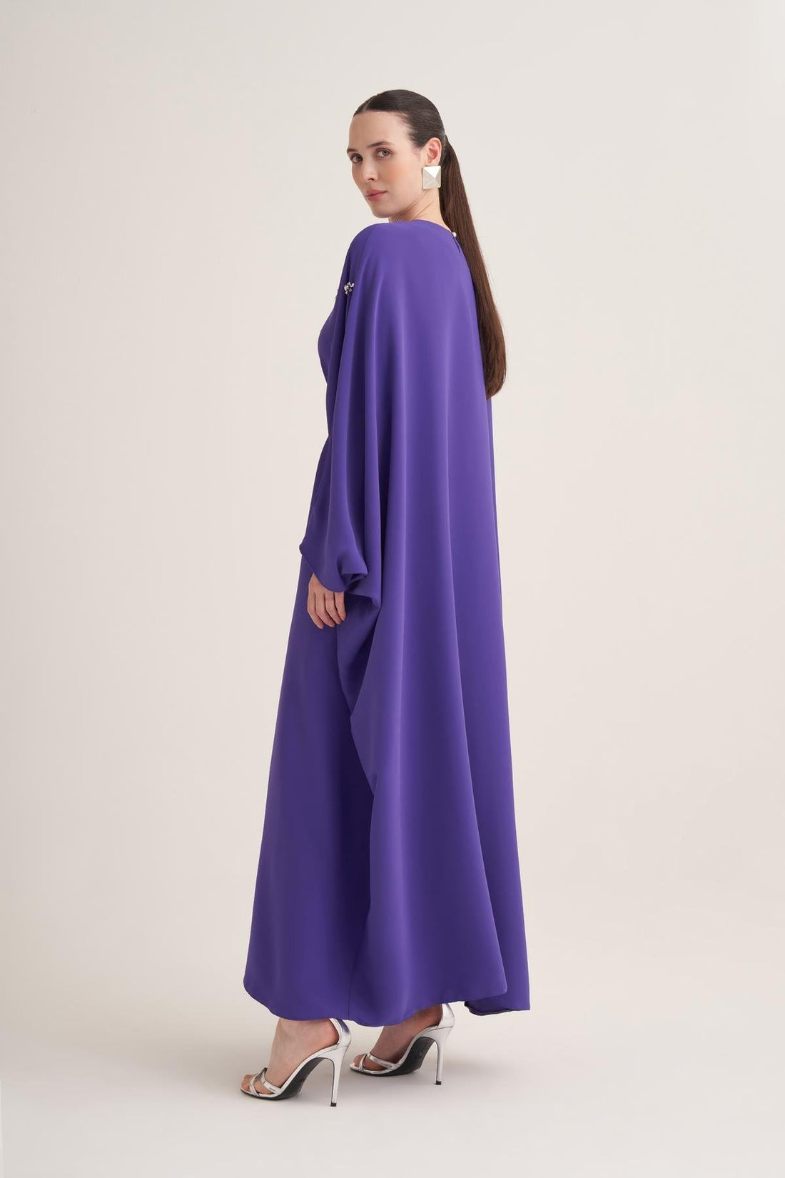 Purple Kaftan with Crystal Hand Embellishments & Jewelled Belt Buckle