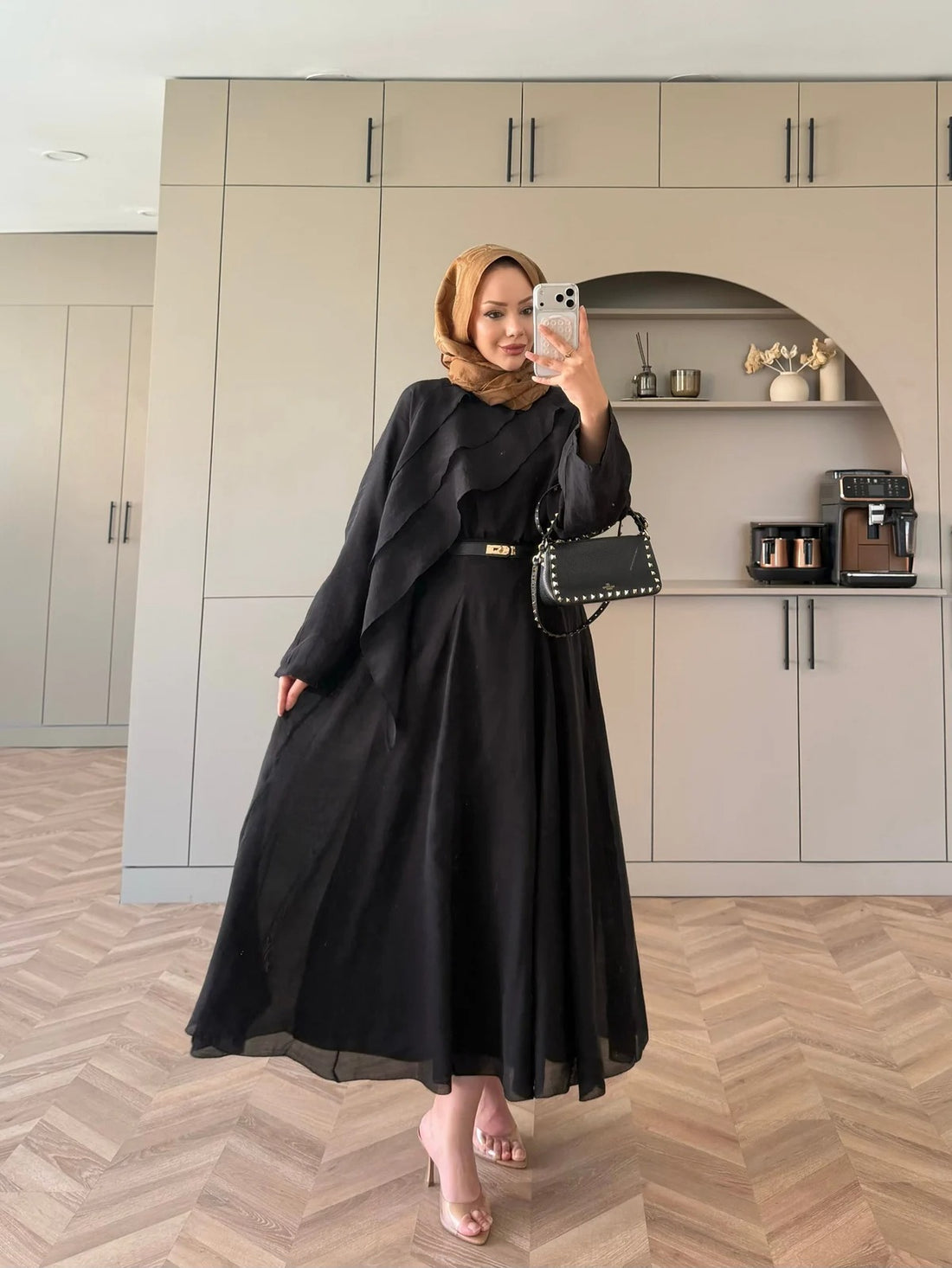 Ruffle Hem Skirt Set in Black