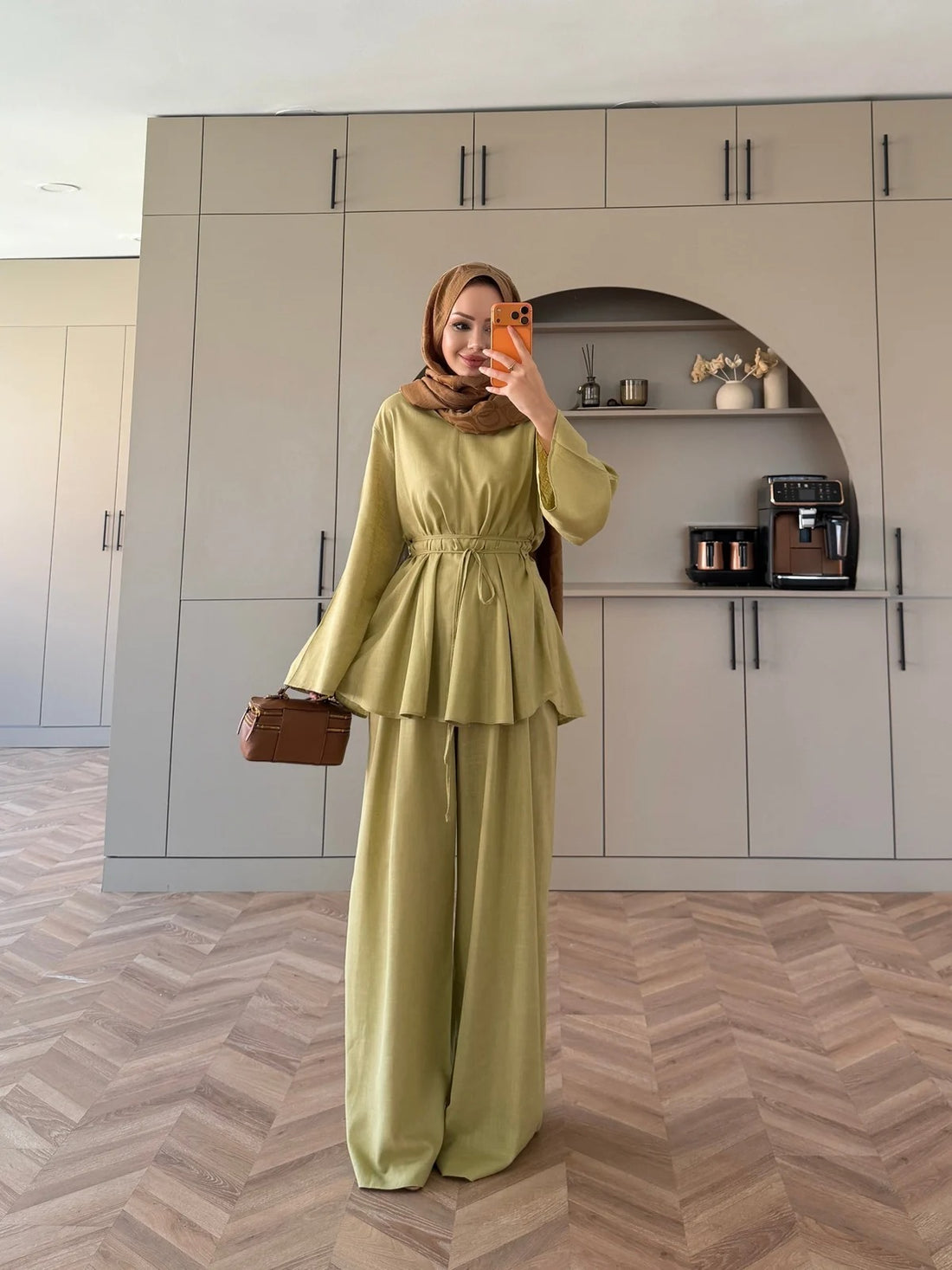 Judy Linen Trouser Set - Two-Piece Co-ord - Light Lime