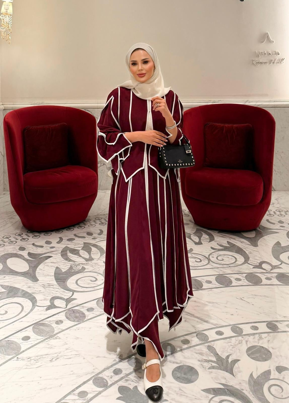 Doha Skirt Set – Burgundy