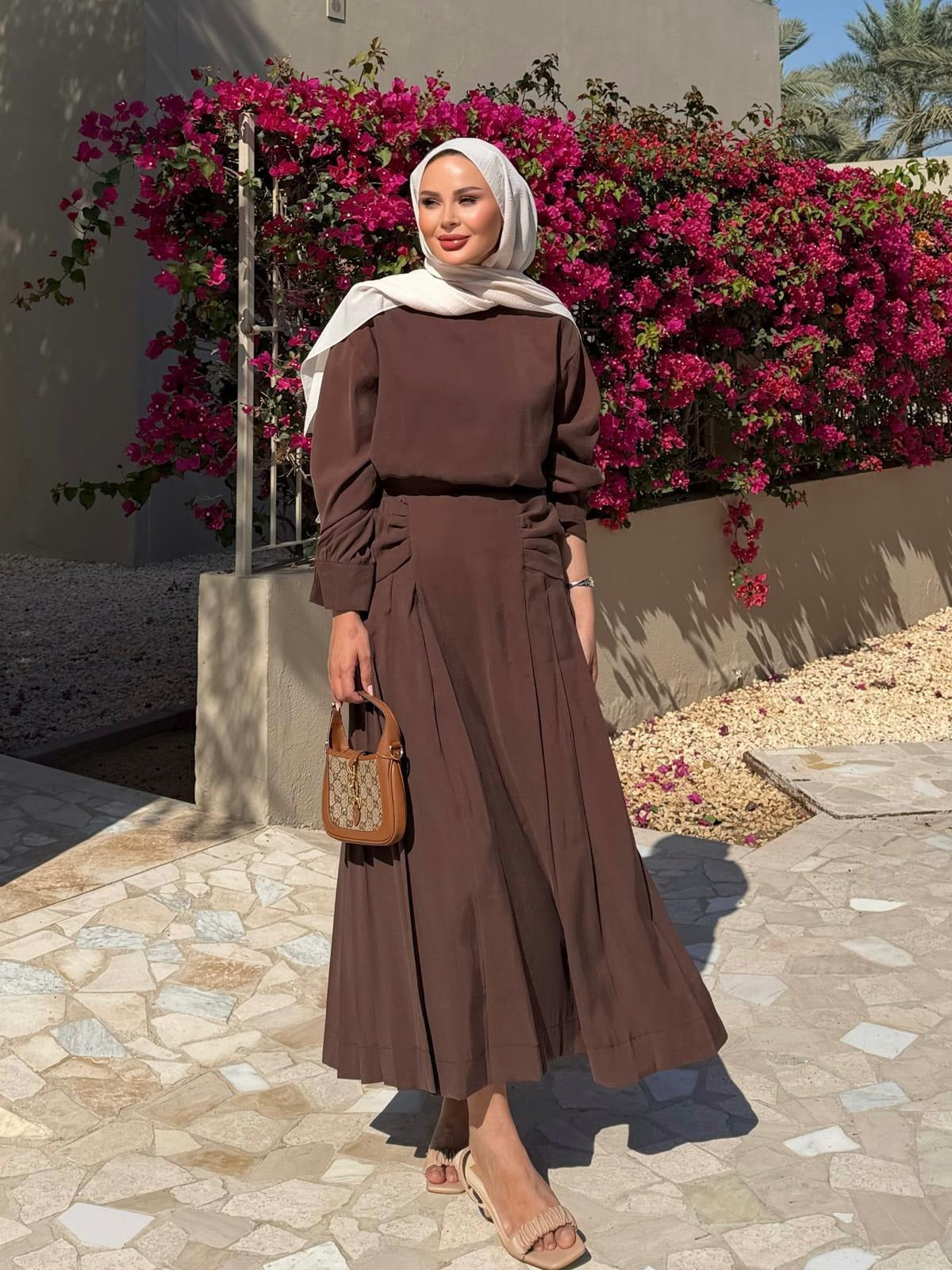 Sofia Maxi Skirt Set – Brown