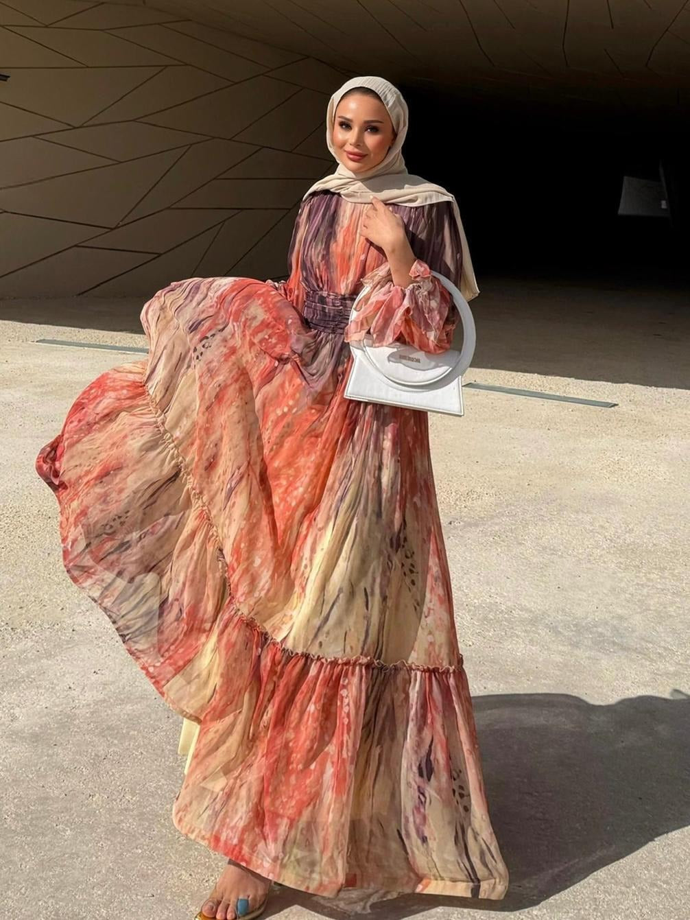 Ruffle Maxi Dress- Earthy