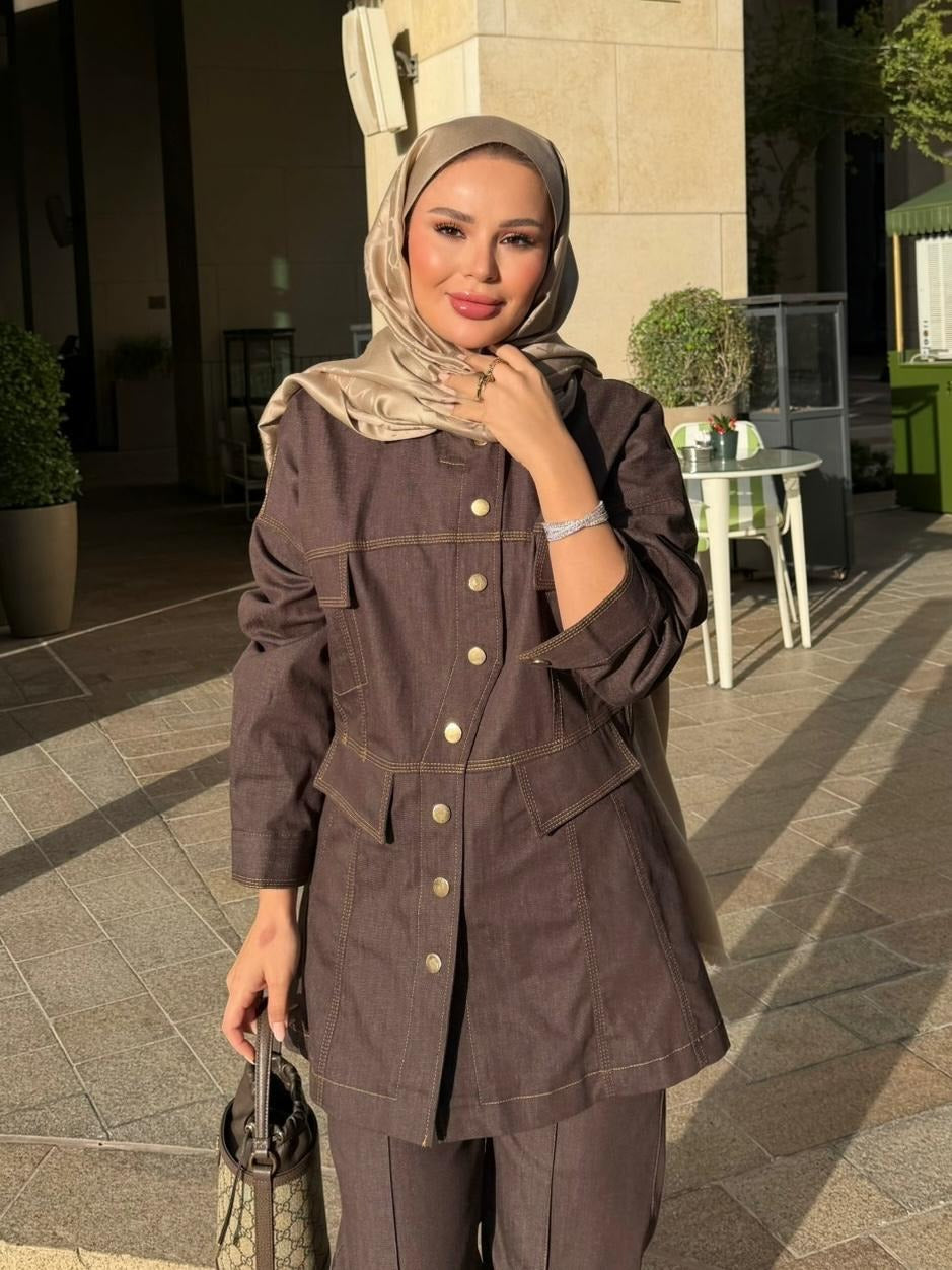 Manche Denim Set – Brown