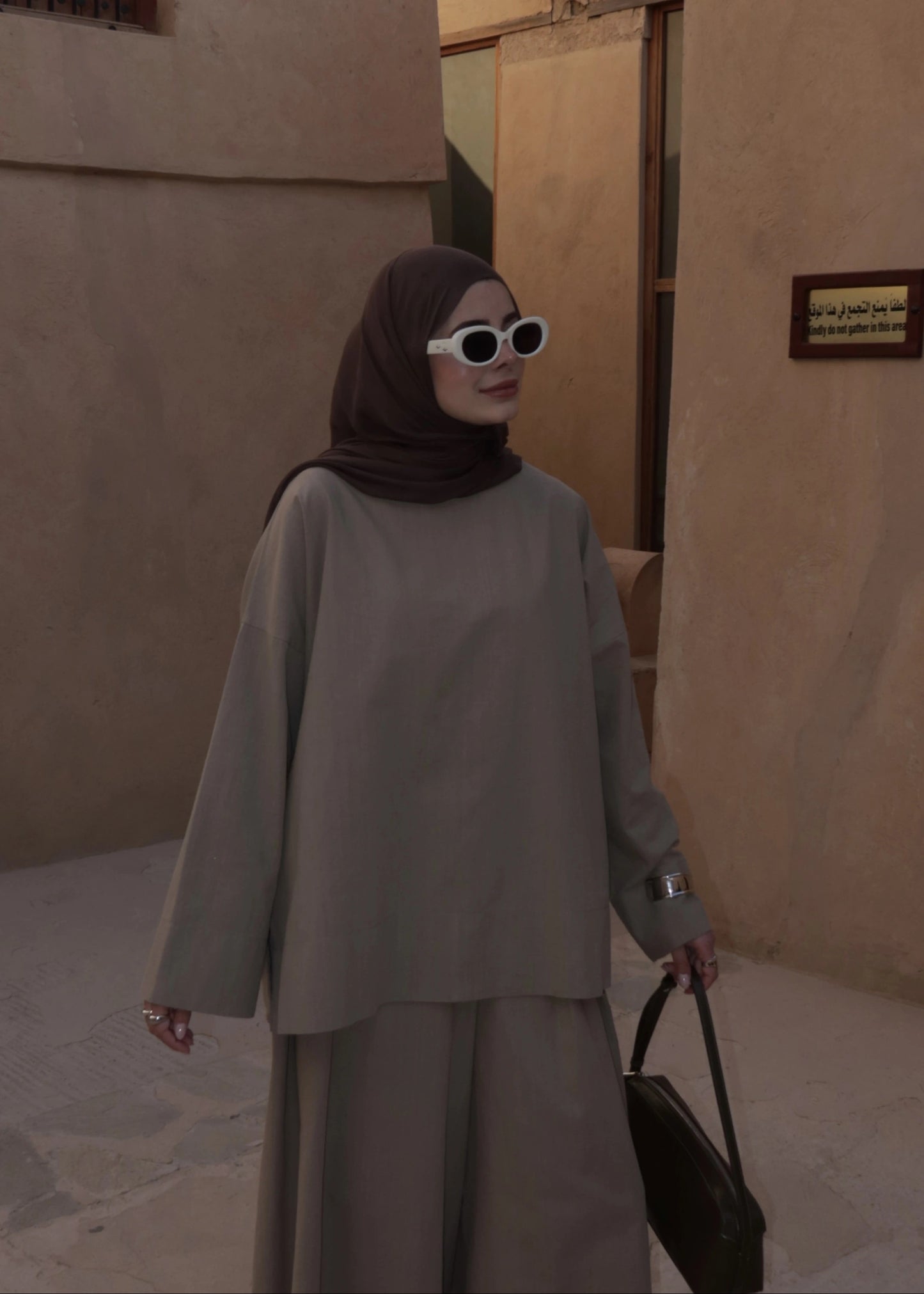 Linen Chino Fit Two-Piece Set -Mink