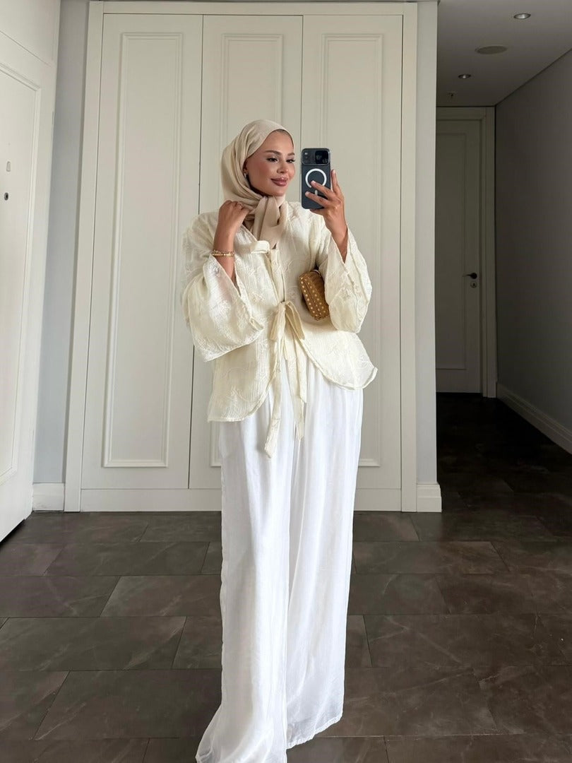Elena Yellow Mütevazı Pantolon Takımı - İki Parçalı Tunik Takımı
