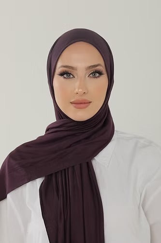 Dark Purple Premium Viscose Jersey Shawl | Luxurious Drape, Non-Slip Fabric