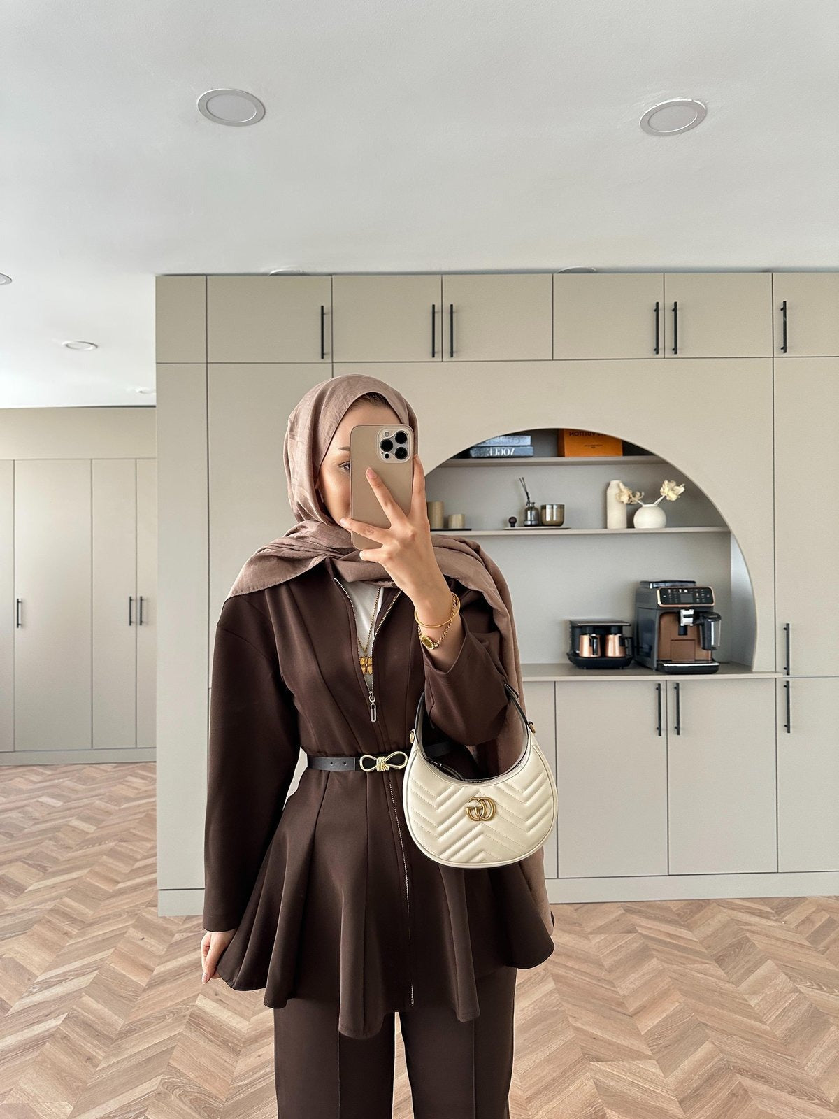 Premium Scuba Fabric Two-Piece Set -Dark Brown