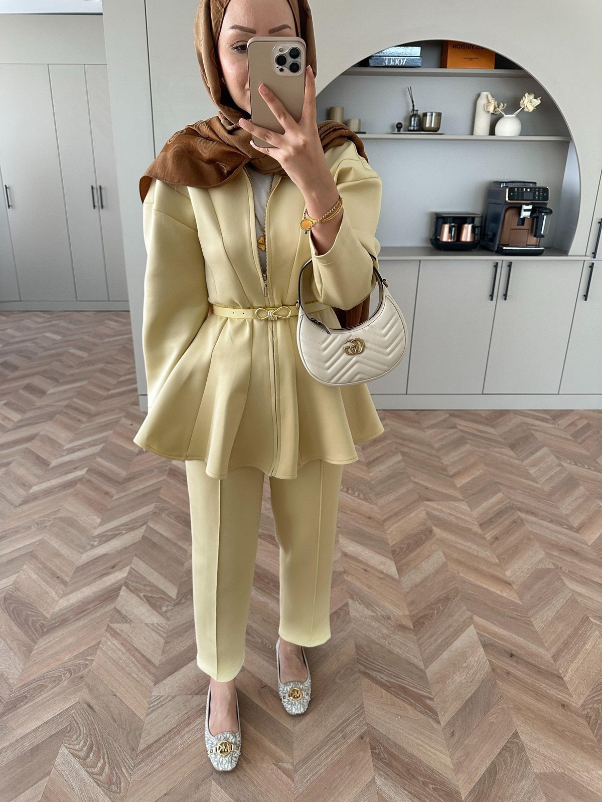 Premium Scuba Fabric Two-Piece Set -Butter Yellow