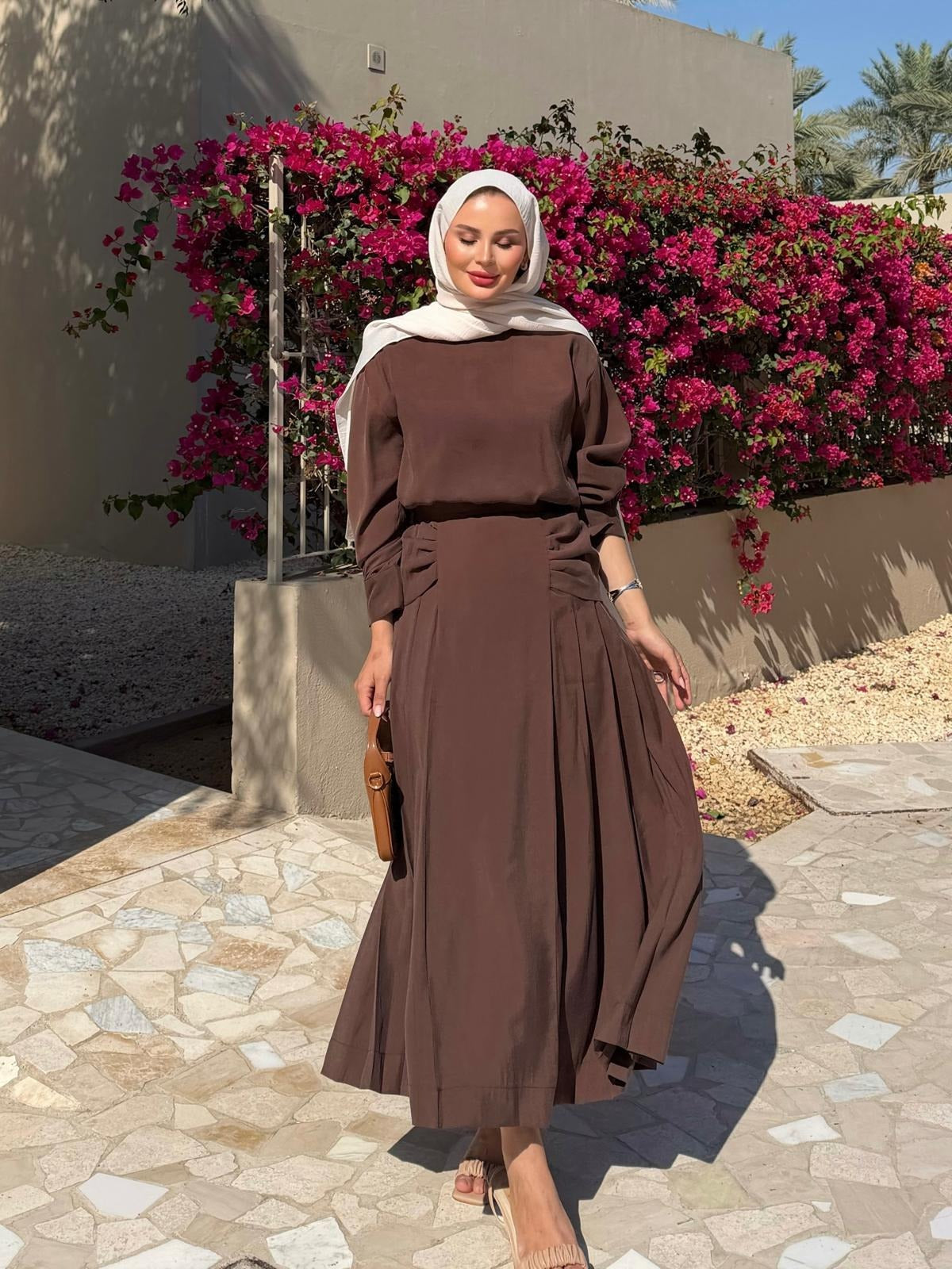 Sofia Maxi Skirt Set – Brown